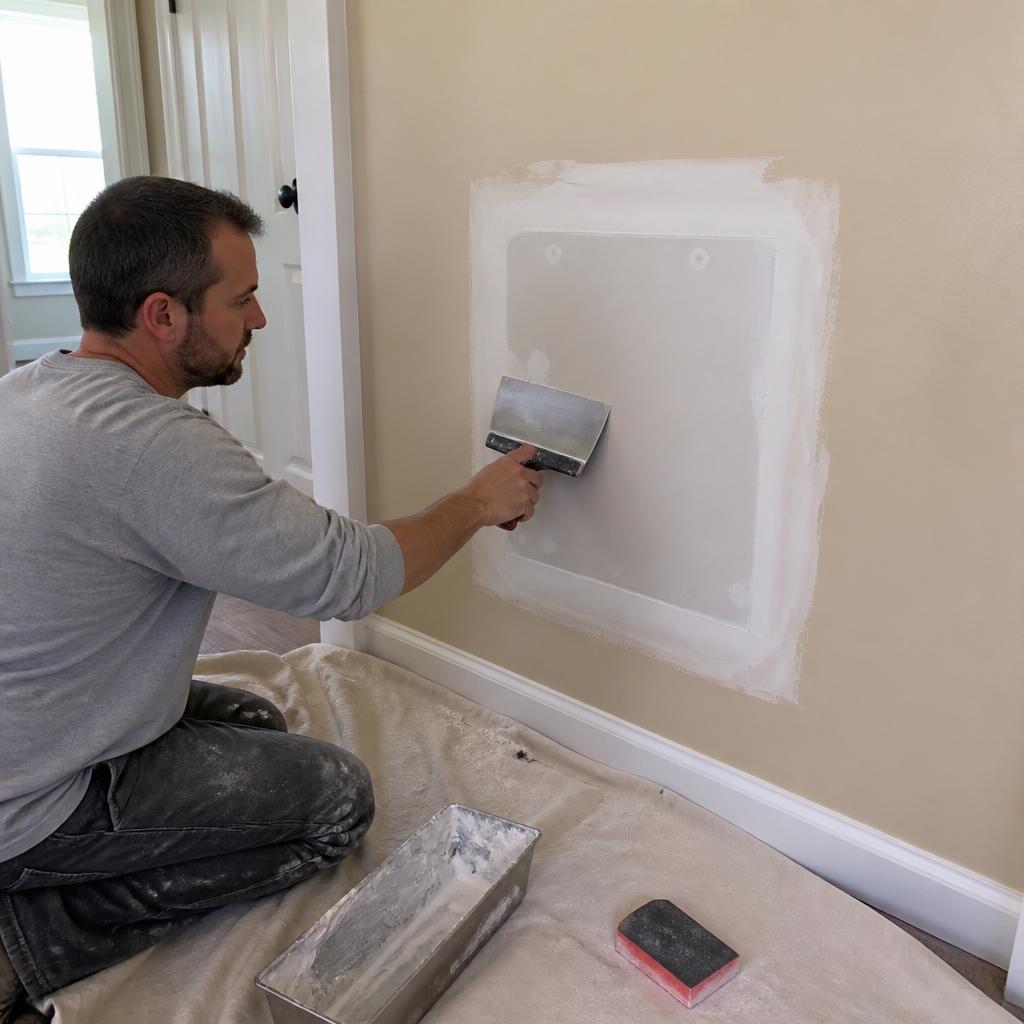Drywall repair and patching in progress in a Tallahassee home