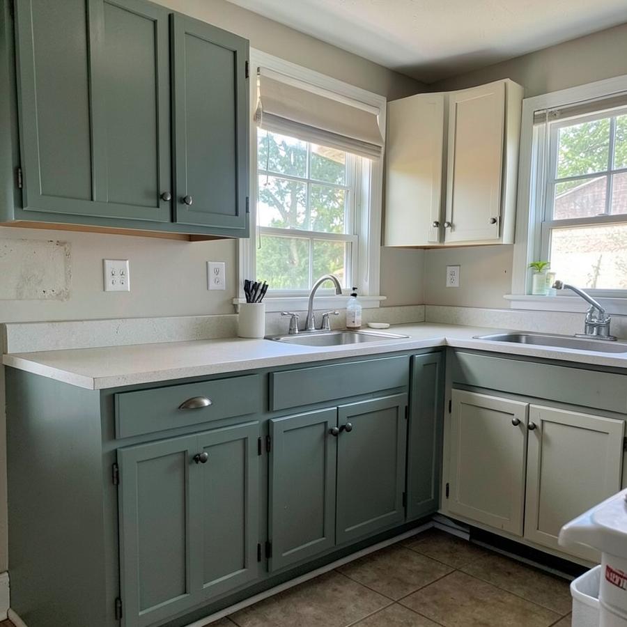 Kitchen update with repainted cabinets and new hardware